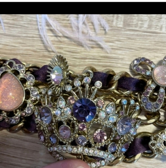 🍁🍂Rare Betsey Johnson Vintage Tzarina Sugar Plum PurpleCrystal Mirror Crown - Picture 3 of 11